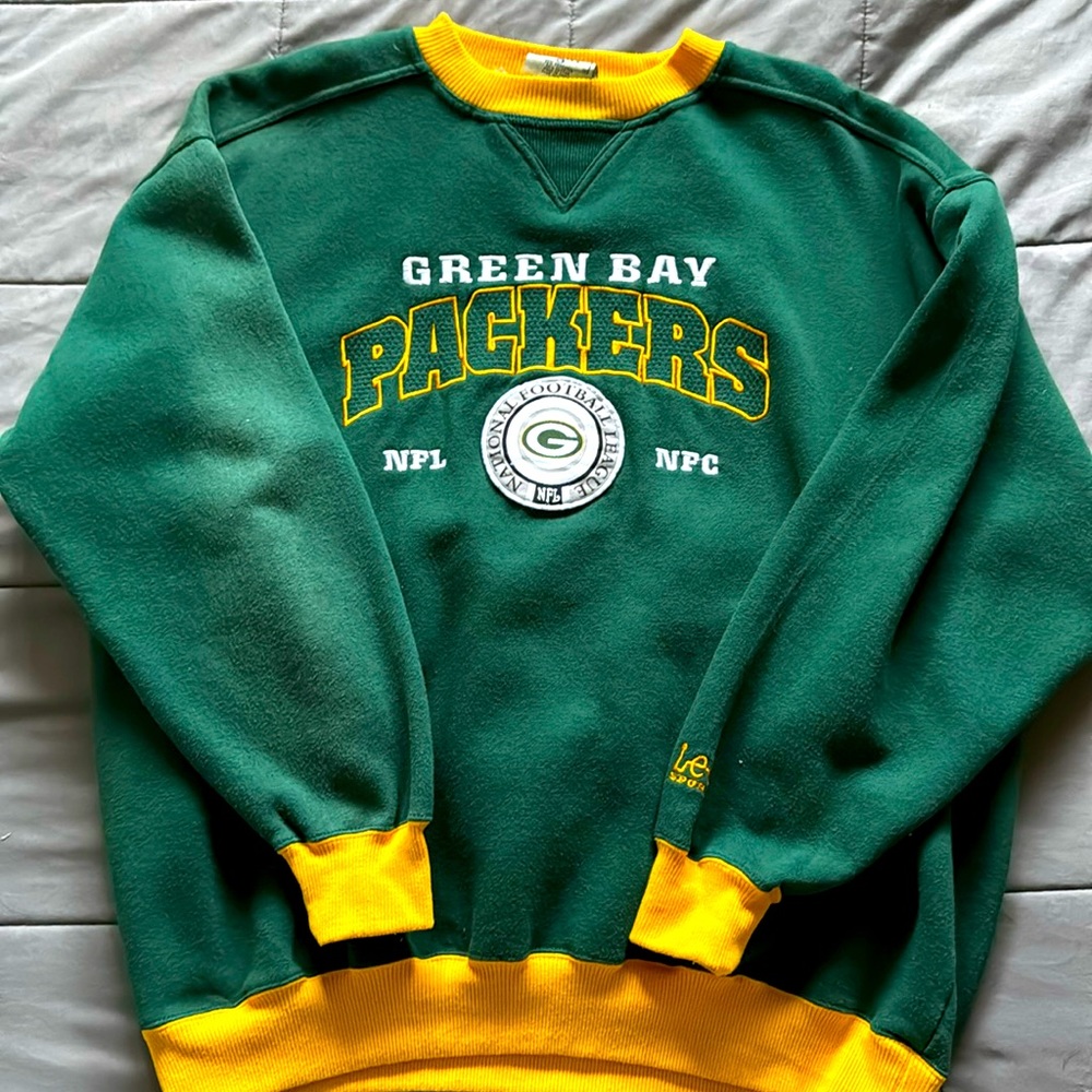 Lee Sports Retro Green Bay packers Crewneck Size XL